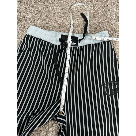 Controlled Insanity Oreo Pinstripe Pants Pull on Drawstring Black Gym Lifting S - Picture 9 of 15